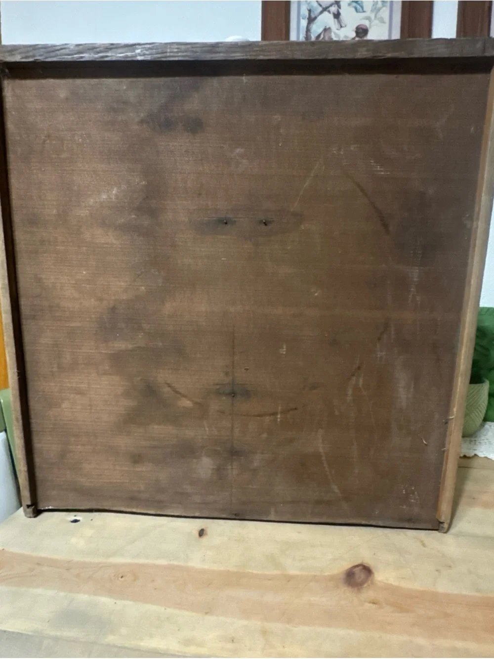 Vintage Wooden Shadow Box Wall Shelf – Rustic Farmhouse Cubby Display